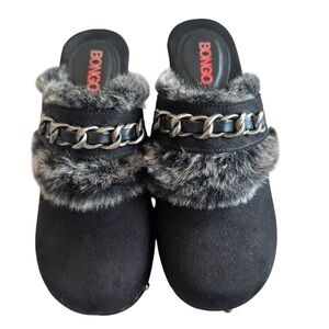 Vintage Y2k BONGO Black Faux Suede‎ Clogs Mules  Wms Sz 7.5  Studded